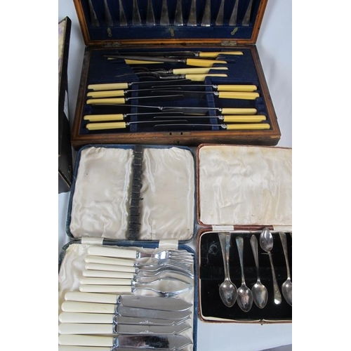 293 - A large quantity of cased silver plated and stainless steel cutlery, mainly in fitted cases