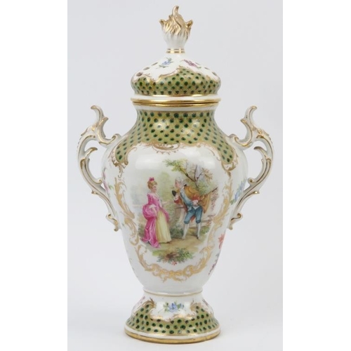 35 - A German Dresden porcelain pot pourri vase and cover, 19th century. 28.5 cm height. Condition report... 