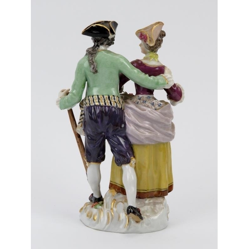 50 - A Meissen porcelain gardener and female companion figural group, 19th century. Incised 37, impressed... 