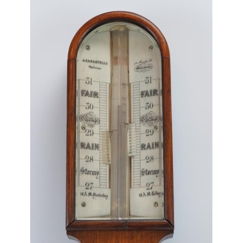 59 - A Victorian mahogany cased barometer and thermometer. Inscribed ‘J Casartelli 43 Market St Mancheste... 