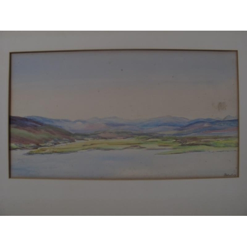 597 - Viscountess Darnley - A framed watercolour, 'The Duke's drive, Sutherland', 27cm x 49cm approx and a... 