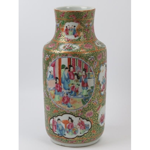 68 - A Chinese Famille Rose Medallion porcelain vase, mid 19th century. 34 cm height. Condition report: G... 