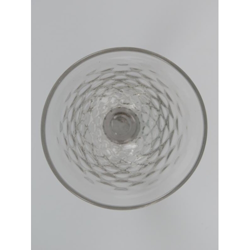 86 - A Georgian period English wine glass, mid/late 18th century. With a crossed writhen decorated trumpe... 