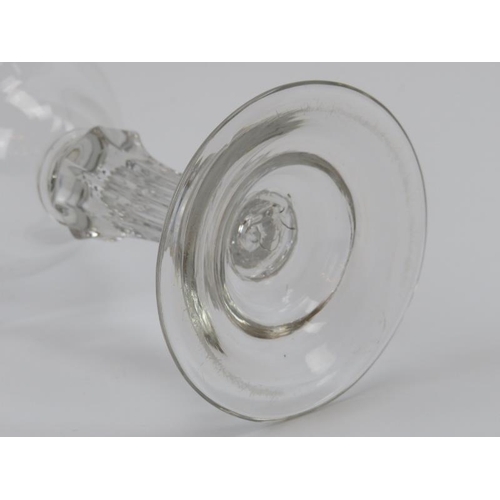 92 - A Georgian period sweet meat glass, 18th century. With a double ogee bowl, fluted stem and stepped f... 