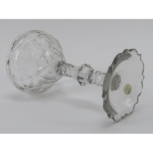 94 - A Georgian period faceted sweet meat glass, 18th century. With a double ogee bowl, knopped stem and ... 