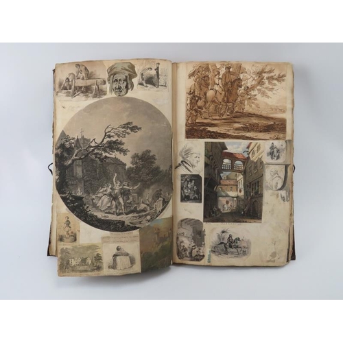 99 - An interesting William IV/early Victorian period scrap book. Compiled circa mid 19th century with ea... 