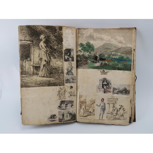 99 - An interesting William IV/early Victorian period scrap book. Compiled circa mid 19th century with ea... 