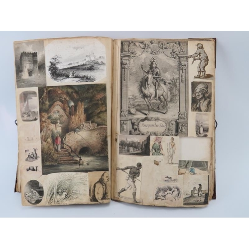 99 - An interesting William IV/early Victorian period scrap book. Compiled circa mid 19th century with ea... 