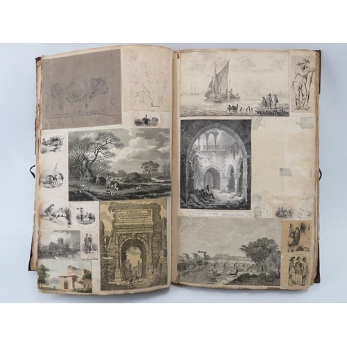 99 - An interesting William IV/early Victorian period scrap book. Compiled circa mid 19th century with ea... 