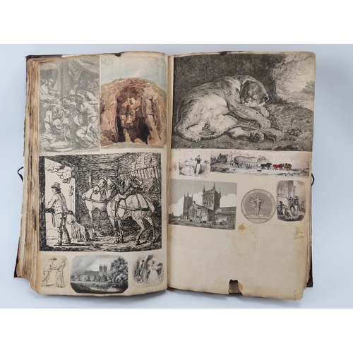 99 - An interesting William IV/early Victorian period scrap book. Compiled circa mid 19th century with ea... 