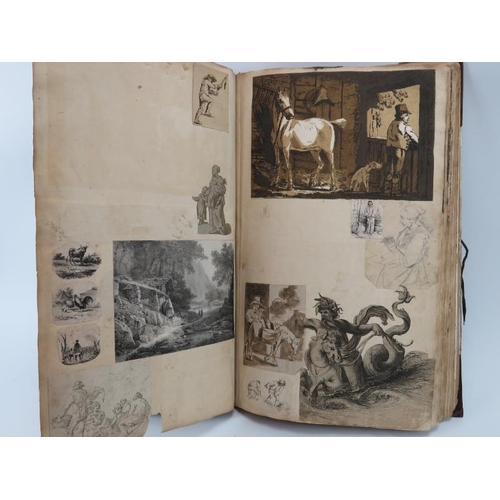 99 - An interesting William IV/early Victorian period scrap book. Compiled circa mid 19th century with ea... 