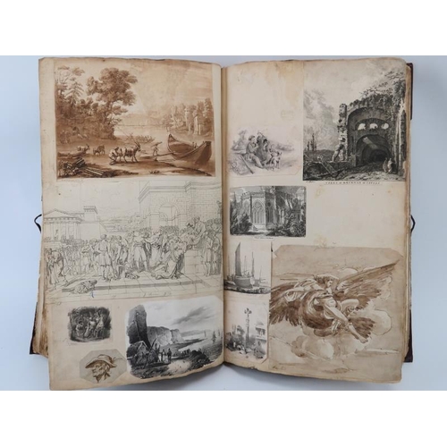 99 - An interesting William IV/early Victorian period scrap book. Compiled circa mid 19th century with ea... 