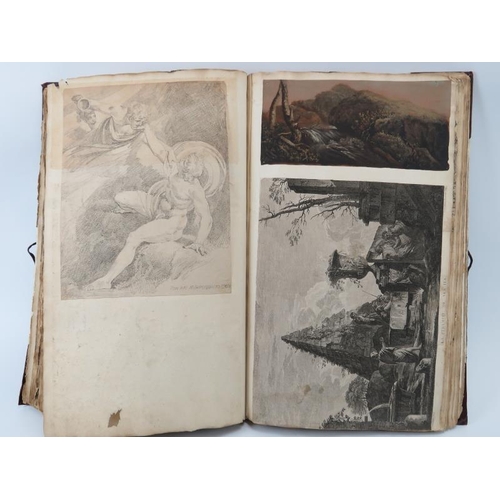 99 - An interesting William IV/early Victorian period scrap book. Compiled circa mid 19th century with ea... 