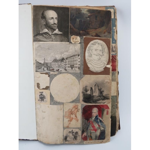 99 - An interesting William IV/early Victorian period scrap book. Compiled circa mid 19th century with ea... 