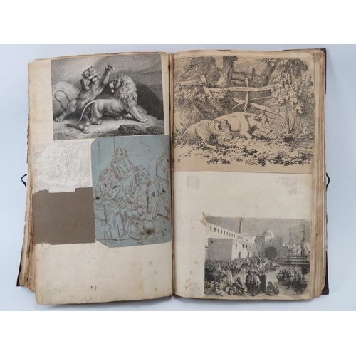 99 - An interesting William IV/early Victorian period scrap book. Compiled circa mid 19th century with ea... 