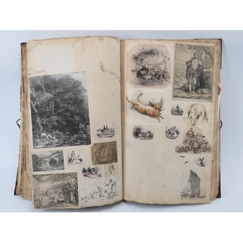 99 - An interesting William IV/early Victorian period scrap book. Compiled circa mid 19th century with ea... 