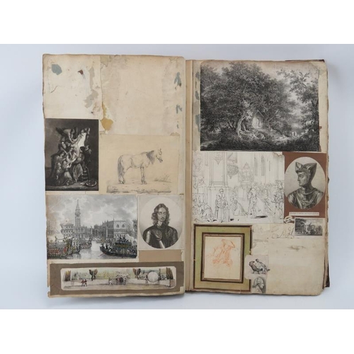 99 - An interesting William IV/early Victorian period scrap book. Compiled circa mid 19th century with ea... 