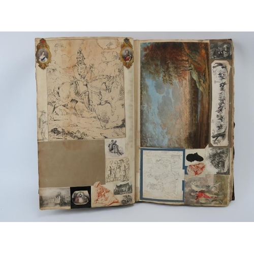 99 - An interesting William IV/early Victorian period scrap book. Compiled circa mid 19th century with ea... 