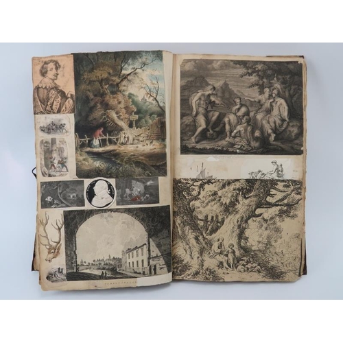 99 - An interesting William IV/early Victorian period scrap book. Compiled circa mid 19th century with ea... 