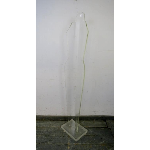 751 - A vintage French acrylic shop display female mannequin, on a plinth base. C1970s. 
H160cm W36cm D23c... 