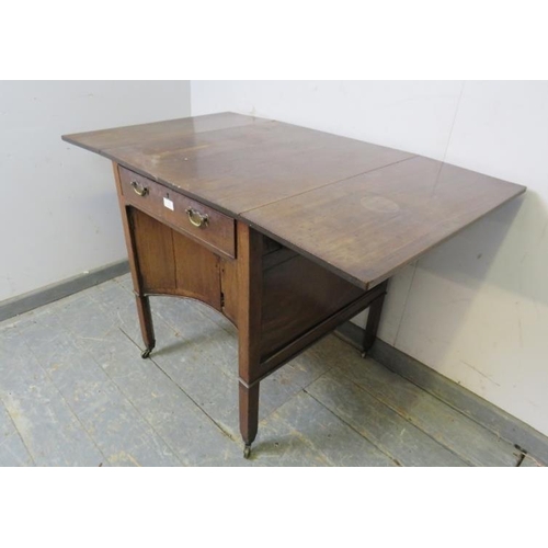 772 - An unusual Georgian mahogany supper/writing table, having one long cock-beaded drawer with baize cov... 