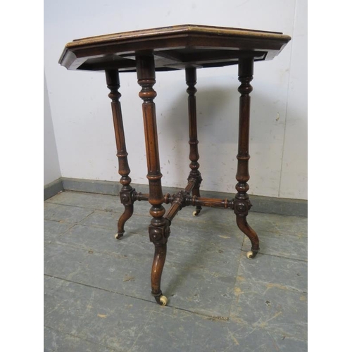 777 - A good quality late Victorian walnut octagonal side table by Hewetson & Milner, crossbanded and stru... 