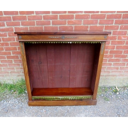 779 - A 19th century walnut gilt metal mounted open bookcase, housing three height adjustable shelves with... 