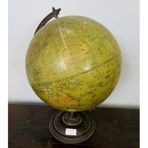 832 - An early 20th century Phillip’s 12” ‘Challenge globe’, on a cast metal stand with circular stepped p... 