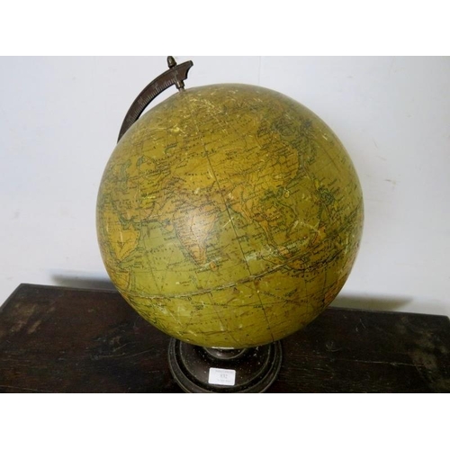 832 - An early 20th century Phillip’s 12” ‘Challenge globe’, on a cast metal stand with circular stepped p... 