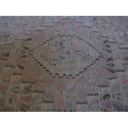 928 - Two 20th Century Kilim rugs. large 143 x 120cms, soft pink and grey.  Smaller rug mixture of black a... 