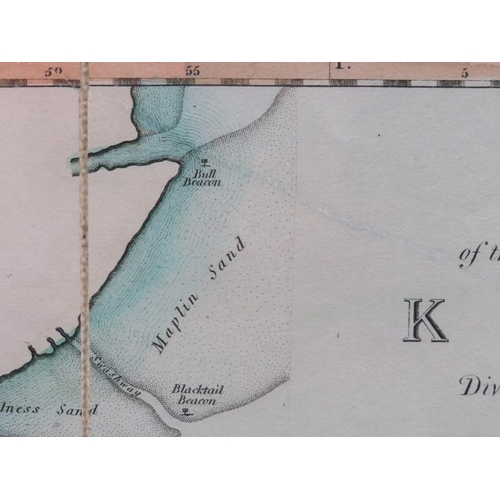 117 - ‘A New Map of the County of Kent divided into lathes’, dated 1804. Folding map is dissected, laid on... 