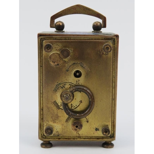 12 - A French enamelled brass miniature carriage clock, early 20th century. 7.3 cm height. Condition repo... 