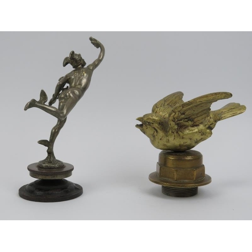 13 - Automobilia: Two vintage car mascots, early/mid 20th century. Comprising a silvered brass figure of ... 