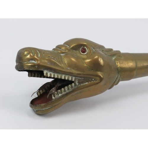 14 - Automobilia: A rare vintage brass dragon’s head car horn, circa 1920s/30s. The head with inset ruby ... 