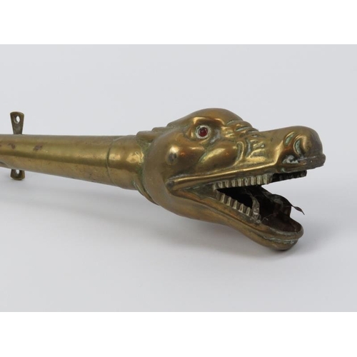 14 - Automobilia: A rare vintage brass dragon’s head car horn, circa 1920s/30s. The head with inset ruby ... 