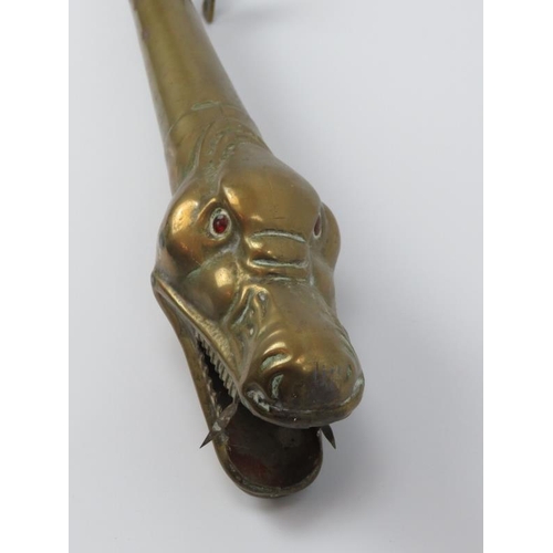 14 - Automobilia: A rare vintage brass dragon’s head car horn, circa 1920s/30s. The head with inset ruby ... 