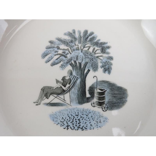 19 - Five Wedgwood ‘Travel’ and ‘Garden’ ceramic wares designed by Eric Ravilious. (5 items) Garden bowl:... 