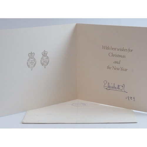 267 - Royal memorabilia: A Christmas card signed ‘Elizabeth R 1989’. Front cover with printed black and wh... 