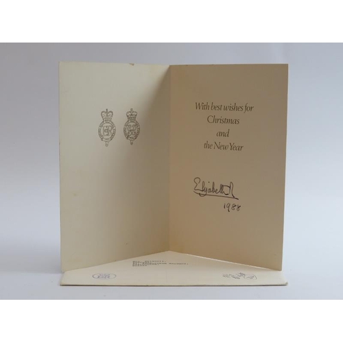 268 - Royal memorabilia: A Christmas card signed ‘Elizabeth R 1988’. Front cover with printed colour photo... 