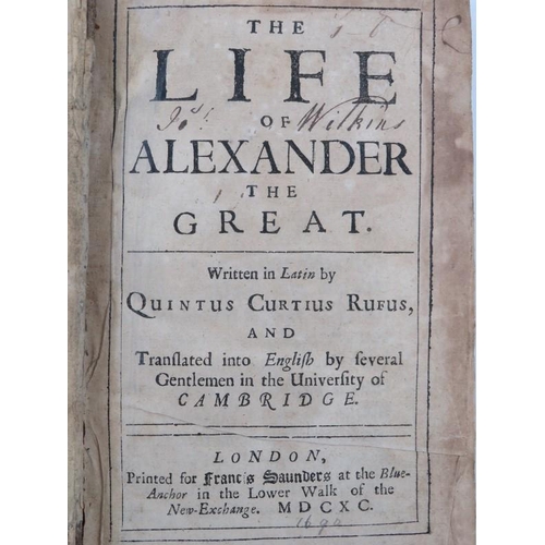 27 - Book: The Life of Alexander the Great by Quintus Curtius Rufus, dated 1690. Leather bound. Printed b... 