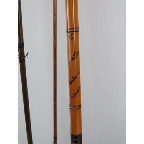 276 - A vintage ‘Coronation’ Farlow & Co split cane trout fishing rod together with reels, flies and anoth... 