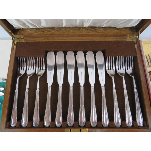 279 - A group of plated silver flatware and utensils. Notable makers included Mappin & Webb and Tudor. (Qu... 