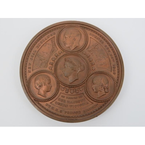 280 - A large mid Victorian copper medal commemorating the Opening of the New Coal Exchange for the Corpor... 