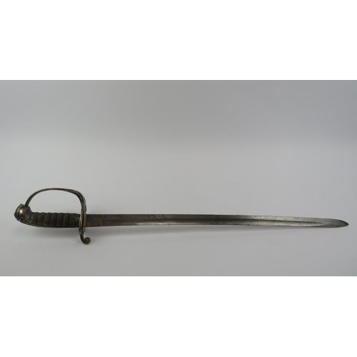 44 - A Victorian British Army infantry officers sword. With a silver plated hilt bearing VR royal cypher ... 