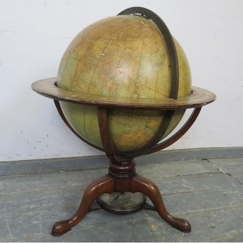 711 - An unrestored 19th century 18” terrestrial library globe by Charles Smith & Son of London, comprised... 