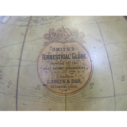 711 - An unrestored 19th century 18” terrestrial library globe by Charles Smith & Son of London, comprised... 