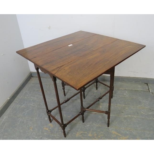 741 - A George III mahogany spider leg table, on turned supports with stretchers. 
H72cm W28-77cm D76cm (a... 