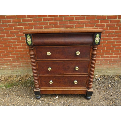 798 - A Victorian walnut Scottish chest, housing one long blind drawer above three graduated drawers with ... 