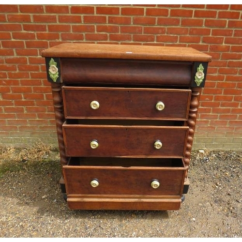 798 - A Victorian walnut Scottish chest, housing one long blind drawer above three graduated drawers with ... 