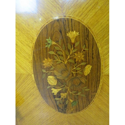 827 - A vintage French walnut and tulipwood serpentine fronted side cabinet in the 19th century taste, hav... 